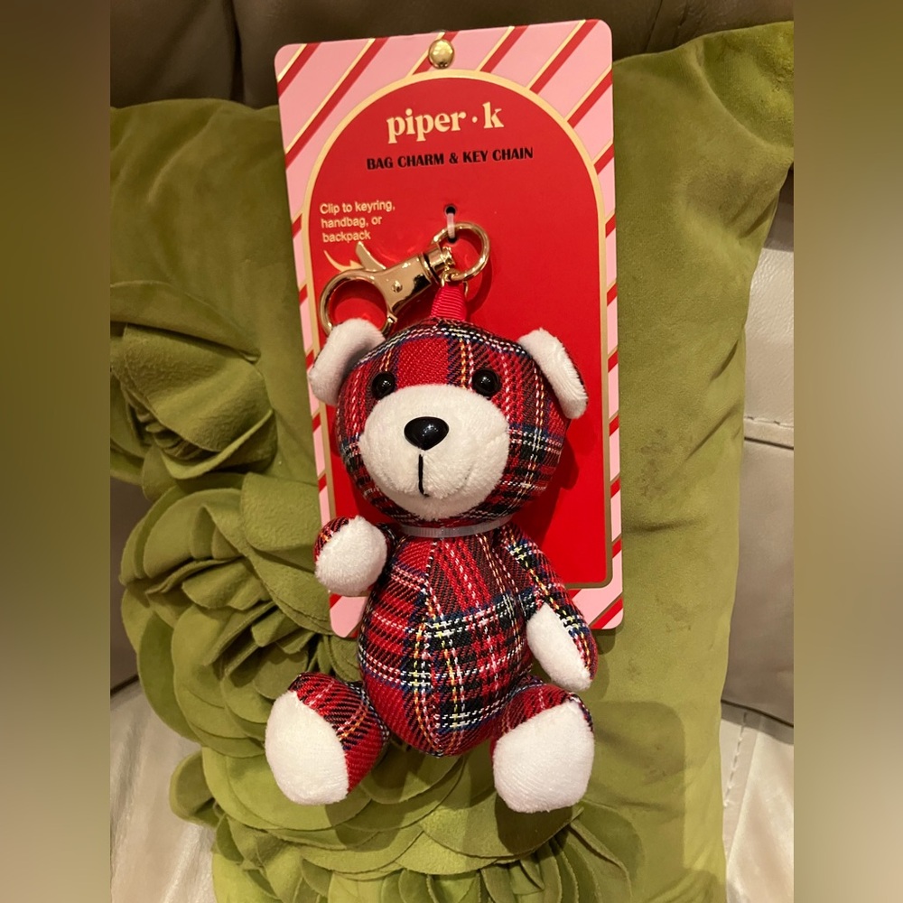 Piper K Red Plaid Bear Keychain - Picture 3 of 5